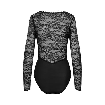 CADOLLE - EMBROIDERED BLACK LACE BODYSUIT 