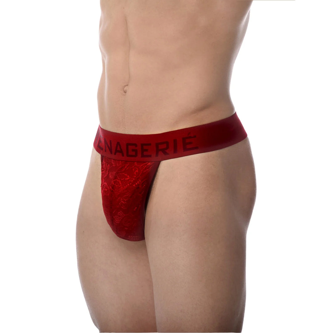 MENAGERIE - RED LACE THONG