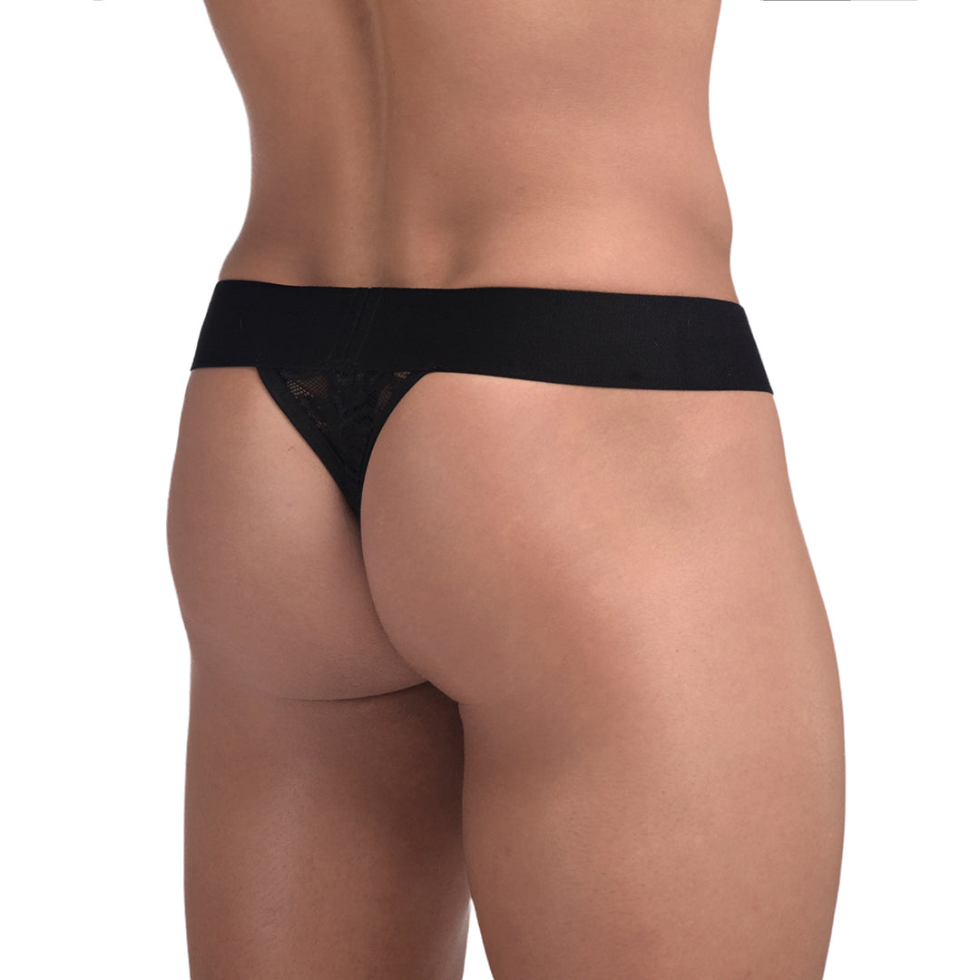 MENAGERIE - LACE THONG BLACK