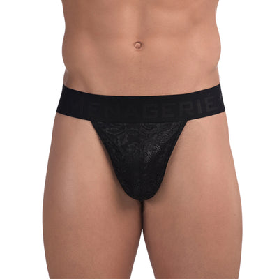 MENAGERIE - LACE THONG BLACK