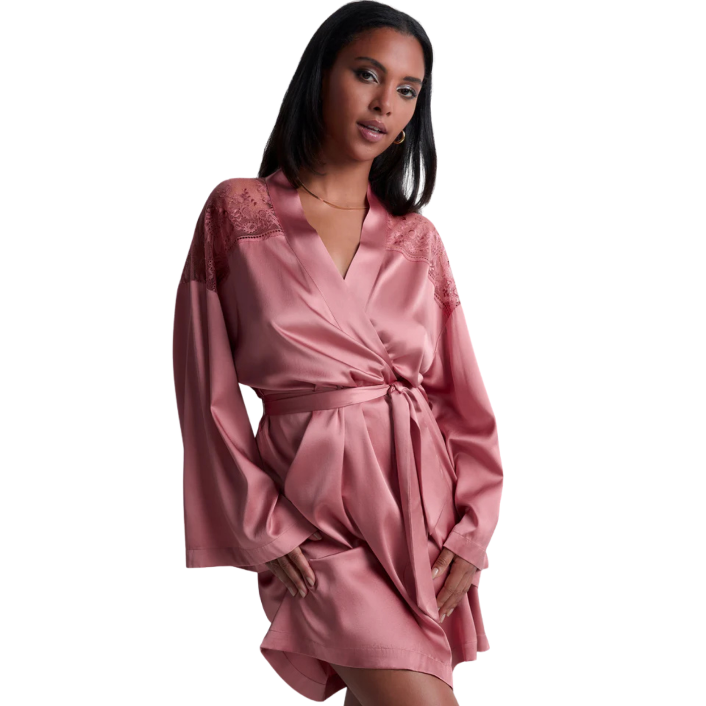 AUBADE - MIDNIGHT WHISPER KIMONO ROSA