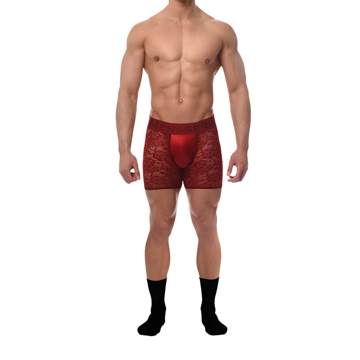 MENAGERIE - CLASSIC BOXER IN RED LACE
