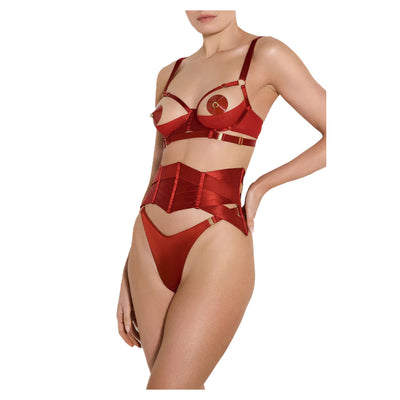 BORDELLE - SIGNATURE PANELLED CINCHER RED