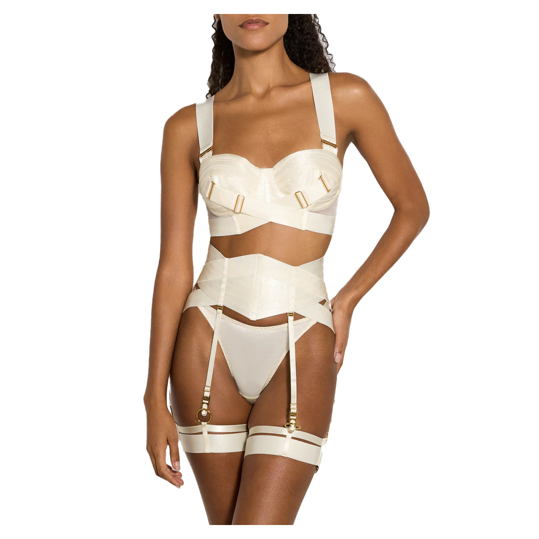 BORDELLE - STRINGIVITA CON REGGICALZE CREMA
