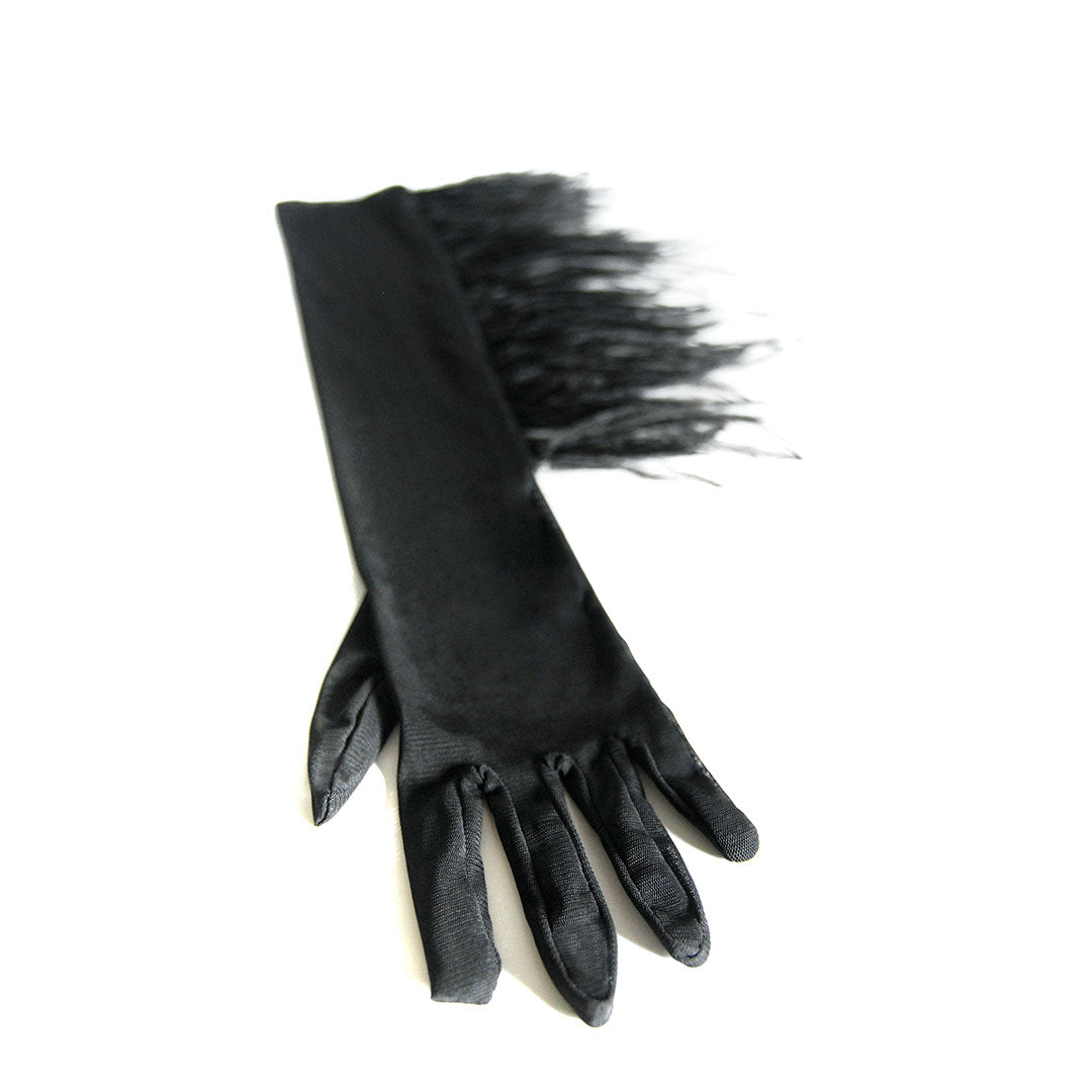 MONDIN - LONG GLOVES WITH OSTRICH FRINGES