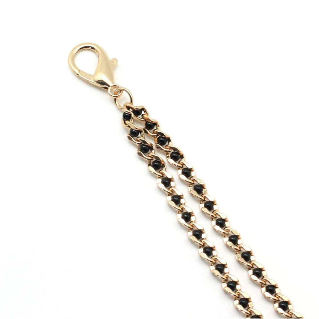 LIEBE SEELE - STRINGI CAPEZZOLI CATENA CON PERLINE NERE
