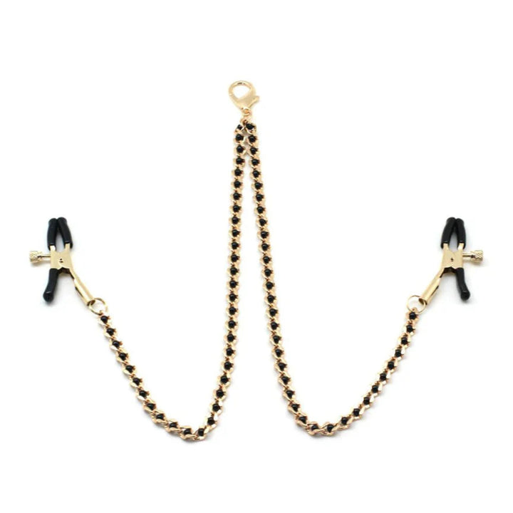 LIEBE SEELE - STRINGI CAPEZZOLI CATENA CON PERLINE NERE