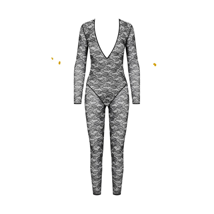 MAISON CLOSE - LACE CATSUIT WITH V-NECK