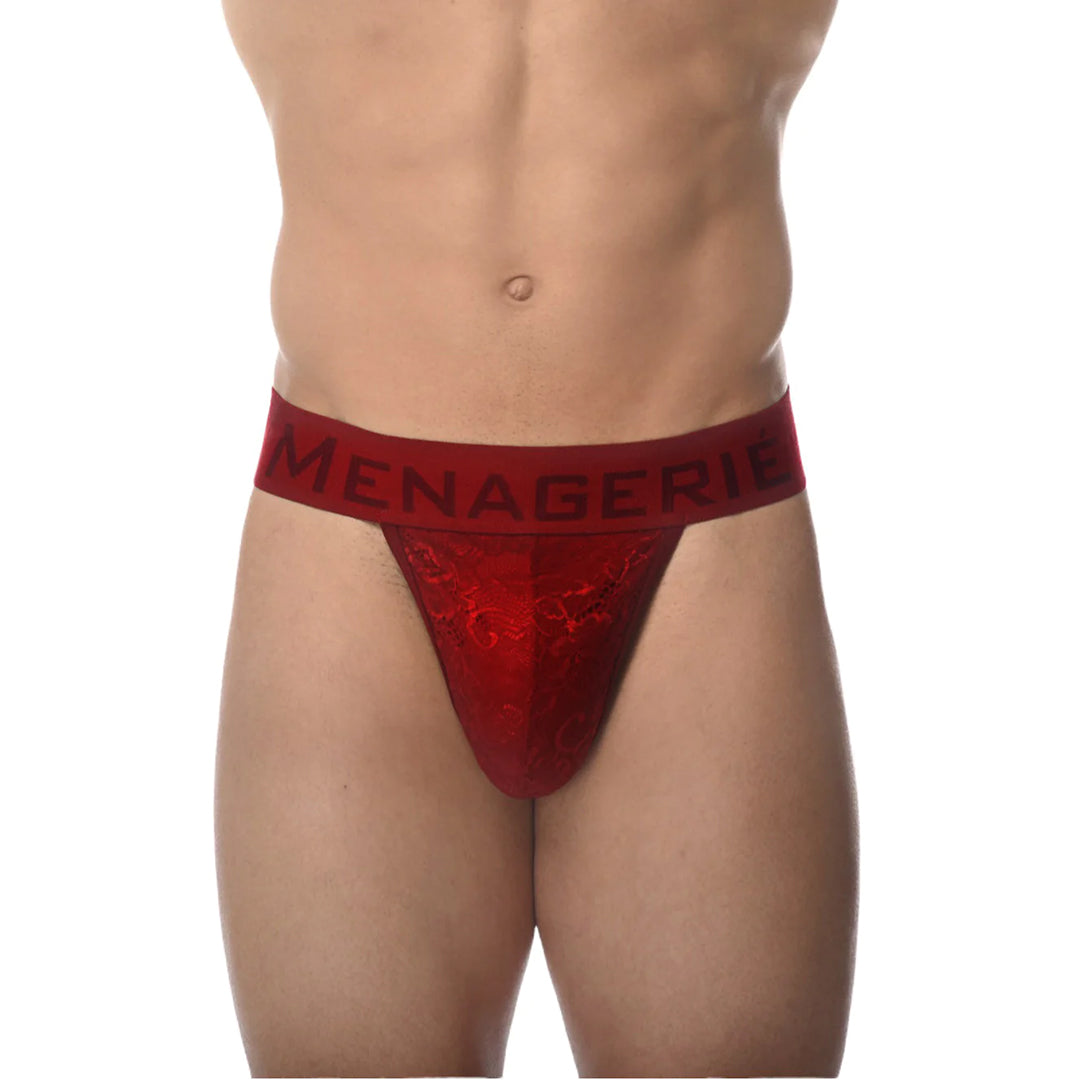 MENAGERIE - RED LACE THONG