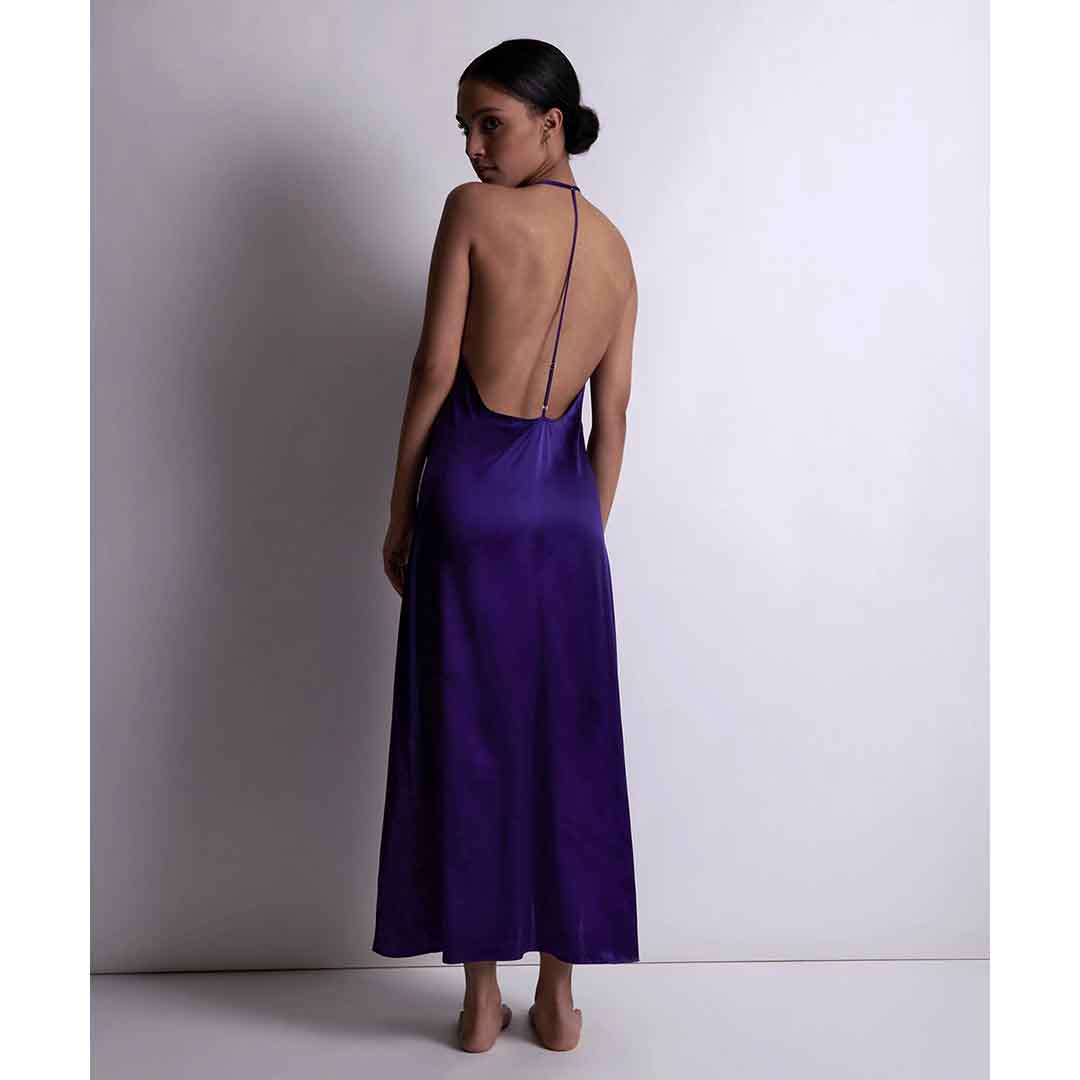 AUBADE - SILK DESIRE SLIPPER DRESS ULTRAVIOLET