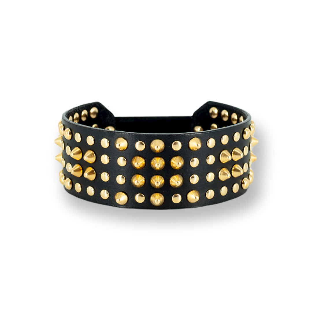 0770 - COLLARE IN PELLE CON BORCHIE