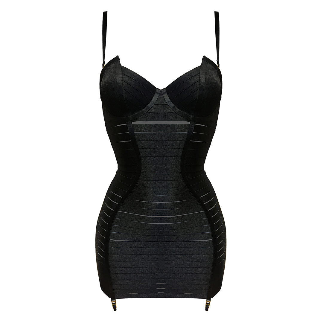 BORDELLE - BLACK ADJUSTABLE ANGELA DRESS