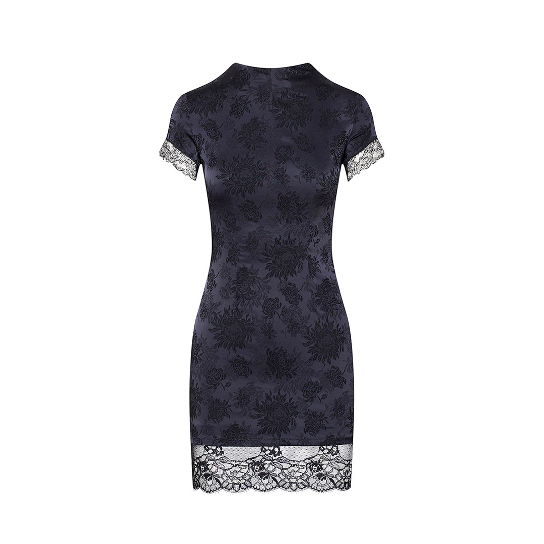 CADOLLE - VIOLETTA SATIN AND LACE DRESS