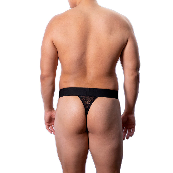MENAGERIE - LACE THONG BLACK