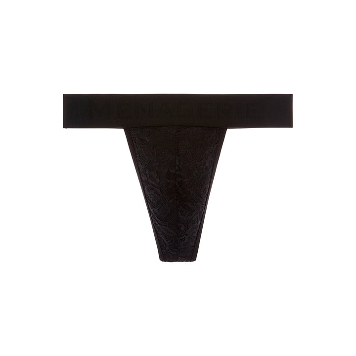 MENAGERIE - LACE THONG BLACK