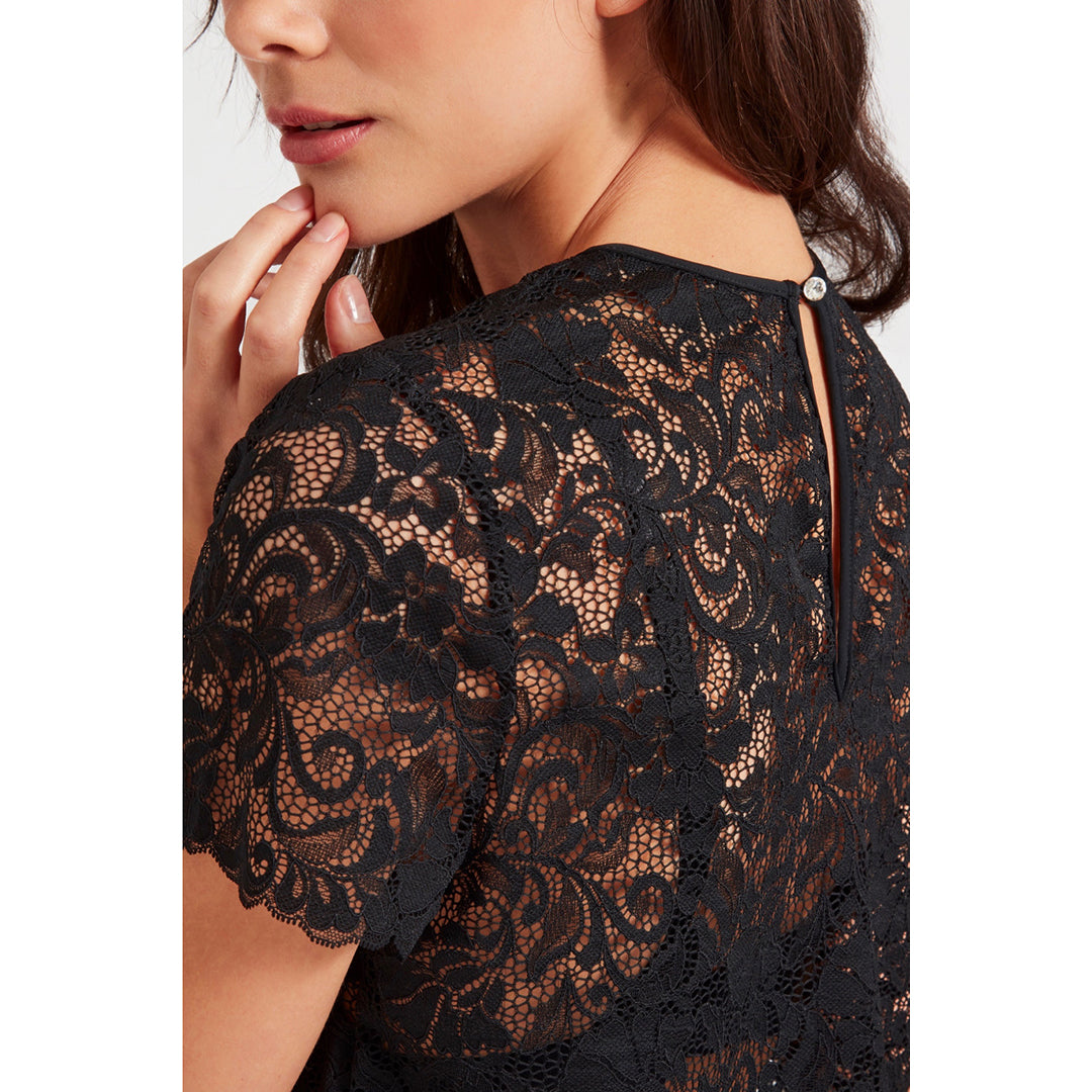 AUBADE - LACE TOP WITH SHORT SLEEVES