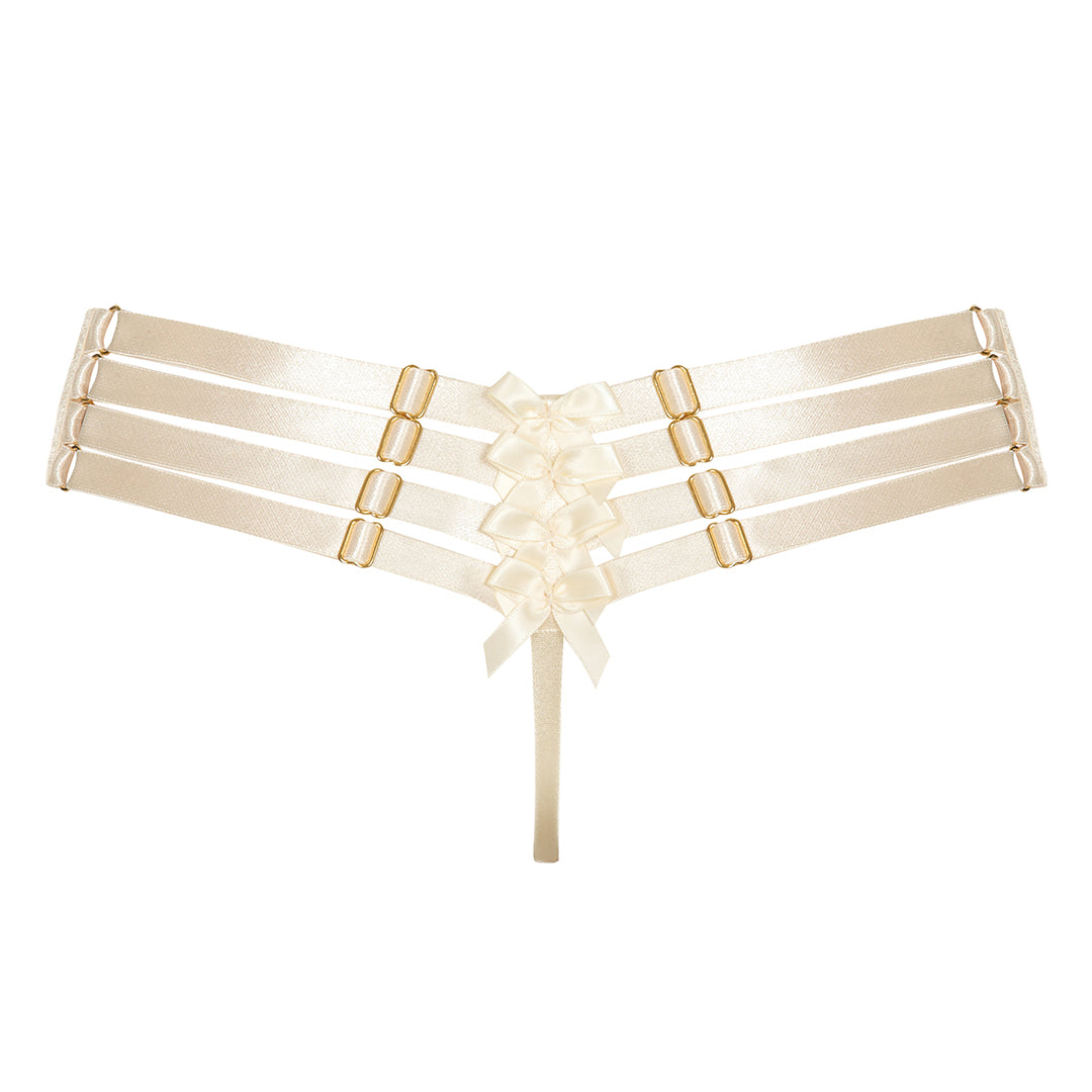 BORDELLE - ADJUSTABLE CREAM COLOR THONG